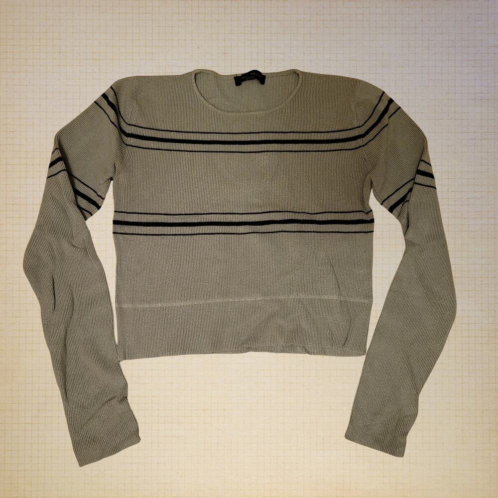 Dance & Marvel Women's Medium Cropped Sweater Ribbed Knit, Long Sleeve